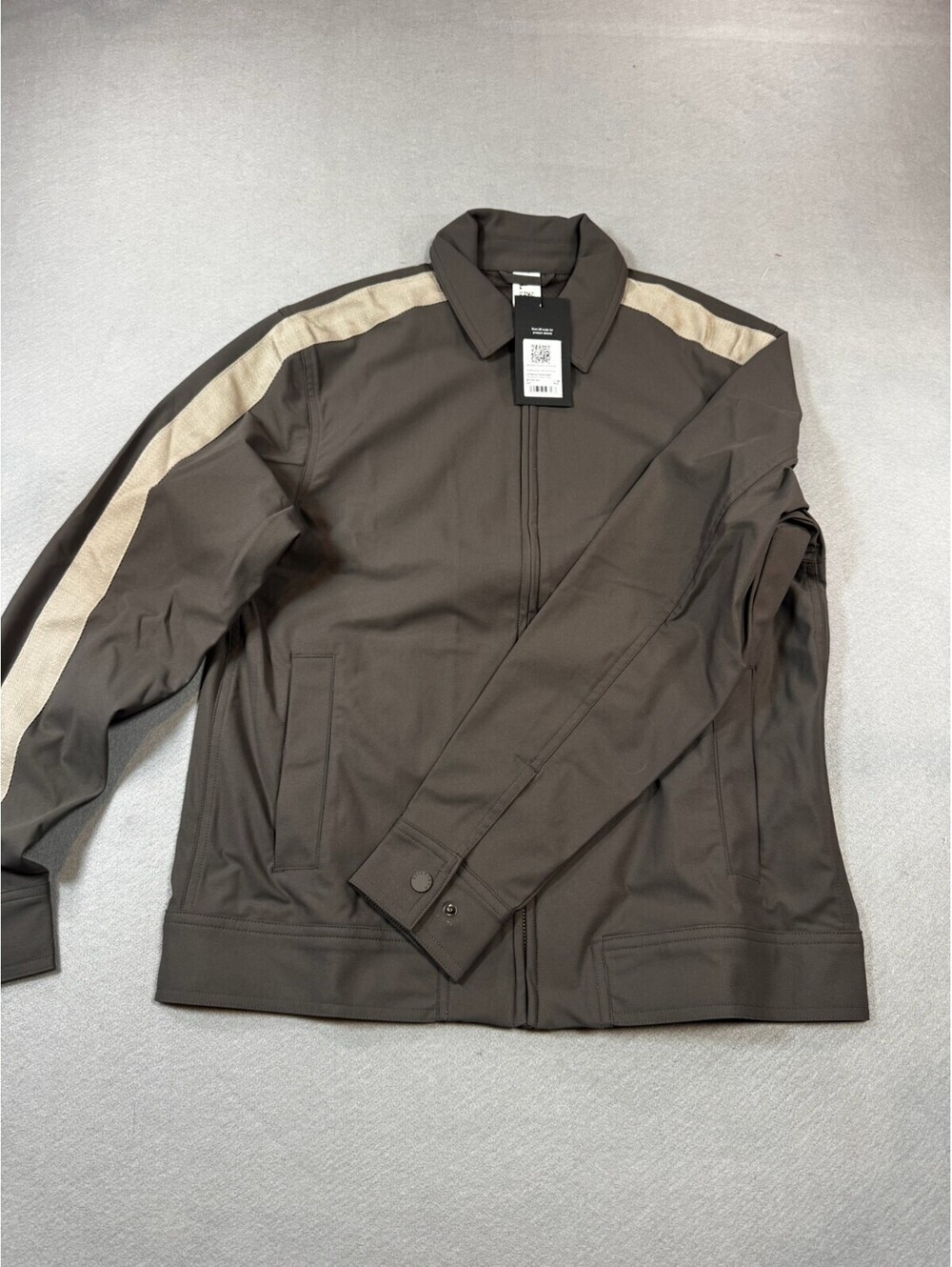 Fabletics Men's Track Jacket with Beige Stripe Detail XXL